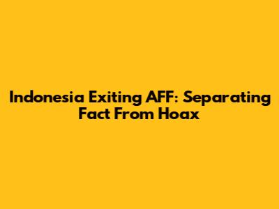 Indonesia Exiting AFF: Separating Fact From Hoax